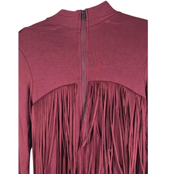 Hot and Delicious Fringe trimmed tassle midi fitted red dress size large - Picture 9 of 9
